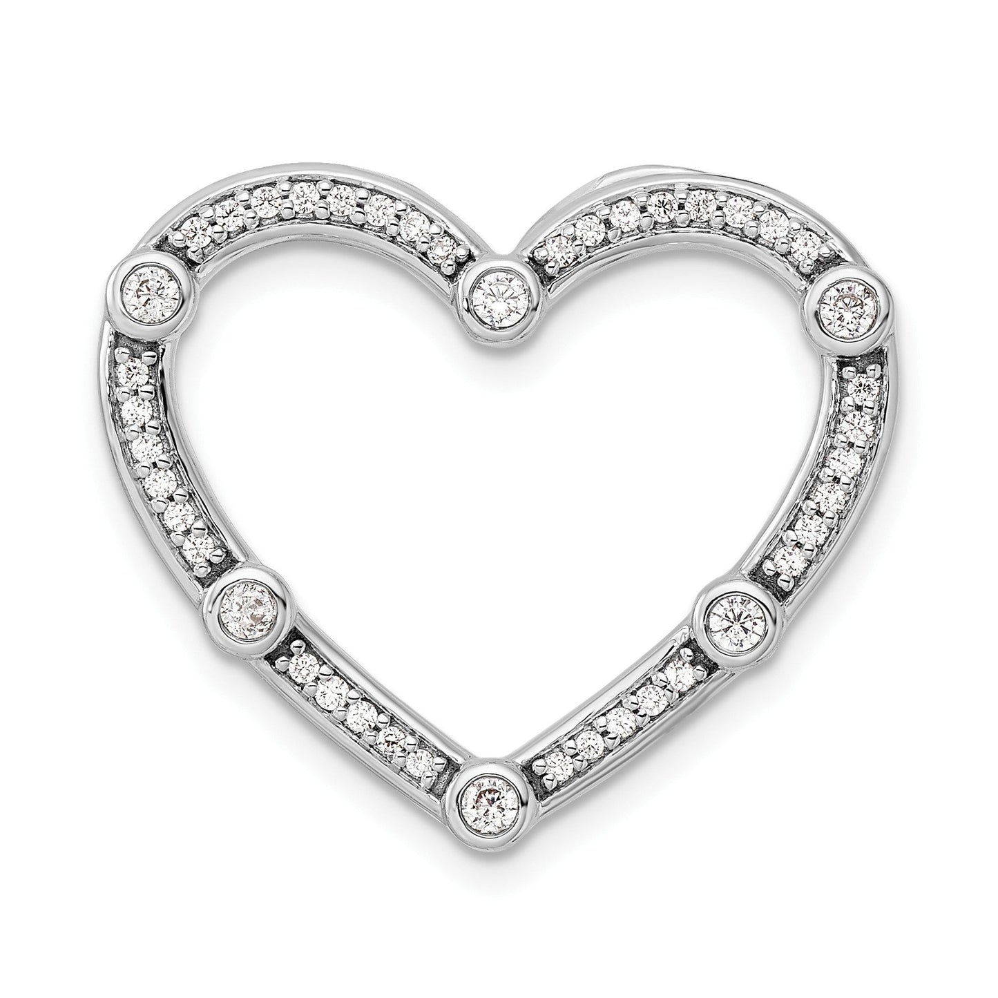 14k Gold Lab Diamond Open Heart Chain Slide Pendant