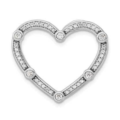 14k Gold Lab Diamond Open Heart Chain Slide Pendant