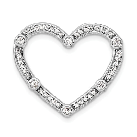 14k Gold Lab Diamond Open Heart Chain Slide Pendant