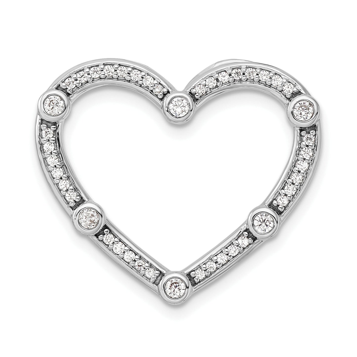 14k Gold Lab Diamond Open Heart Chain Slide Pendant
