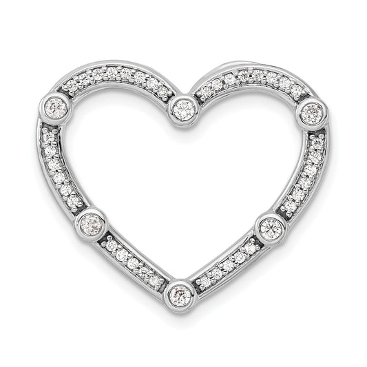 14k Gold Lab Diamond Open Heart Chain Slide Pendant