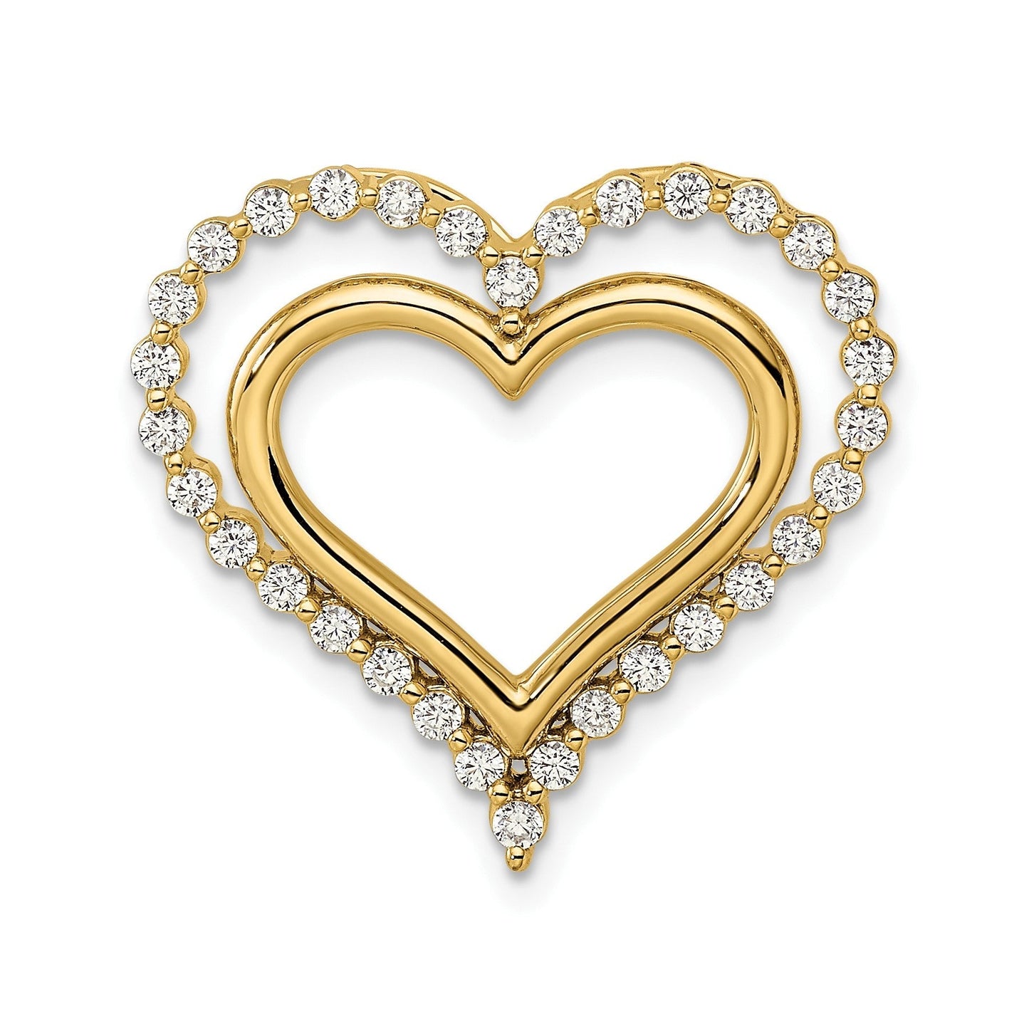 Lab Grown Diamond Double Heart in Heart Pendant 14k Gold