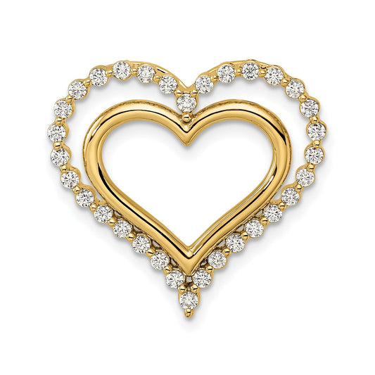 Lab Grown Diamond Double Heart in Heart Pendant 14k Gold