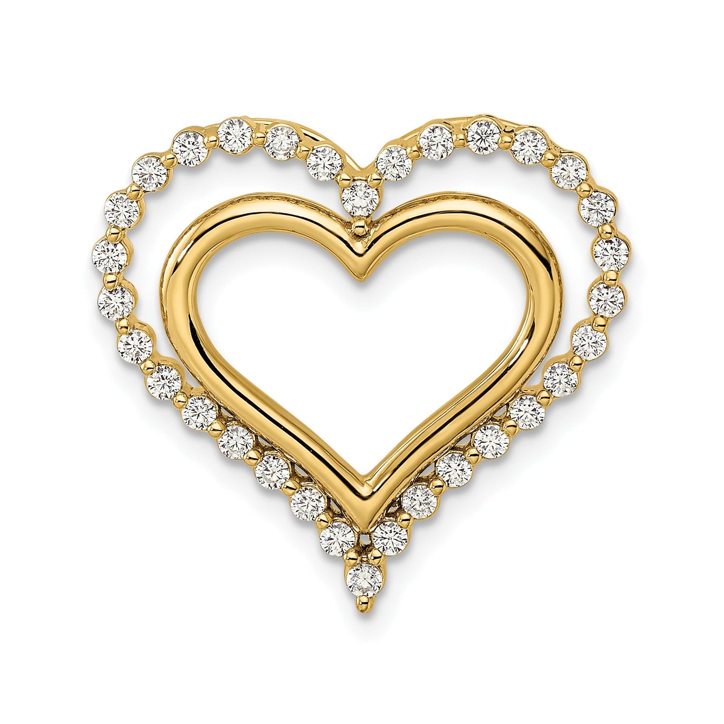 Lab Grown Diamond Double Heart in Heart Pendant 14k Gold