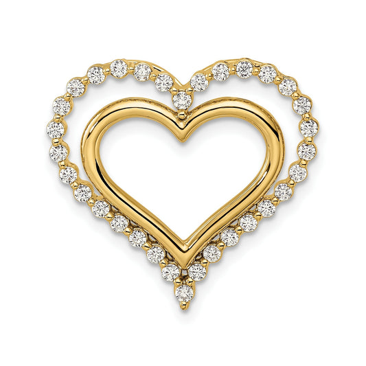 Lab Grown Diamond Double Heart in Heart Pendant 14k Gold