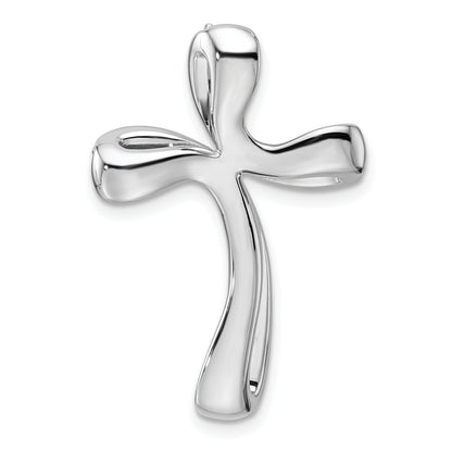 14k White Gold Lab Grown Diamond Cross Chain Slide Pendant
