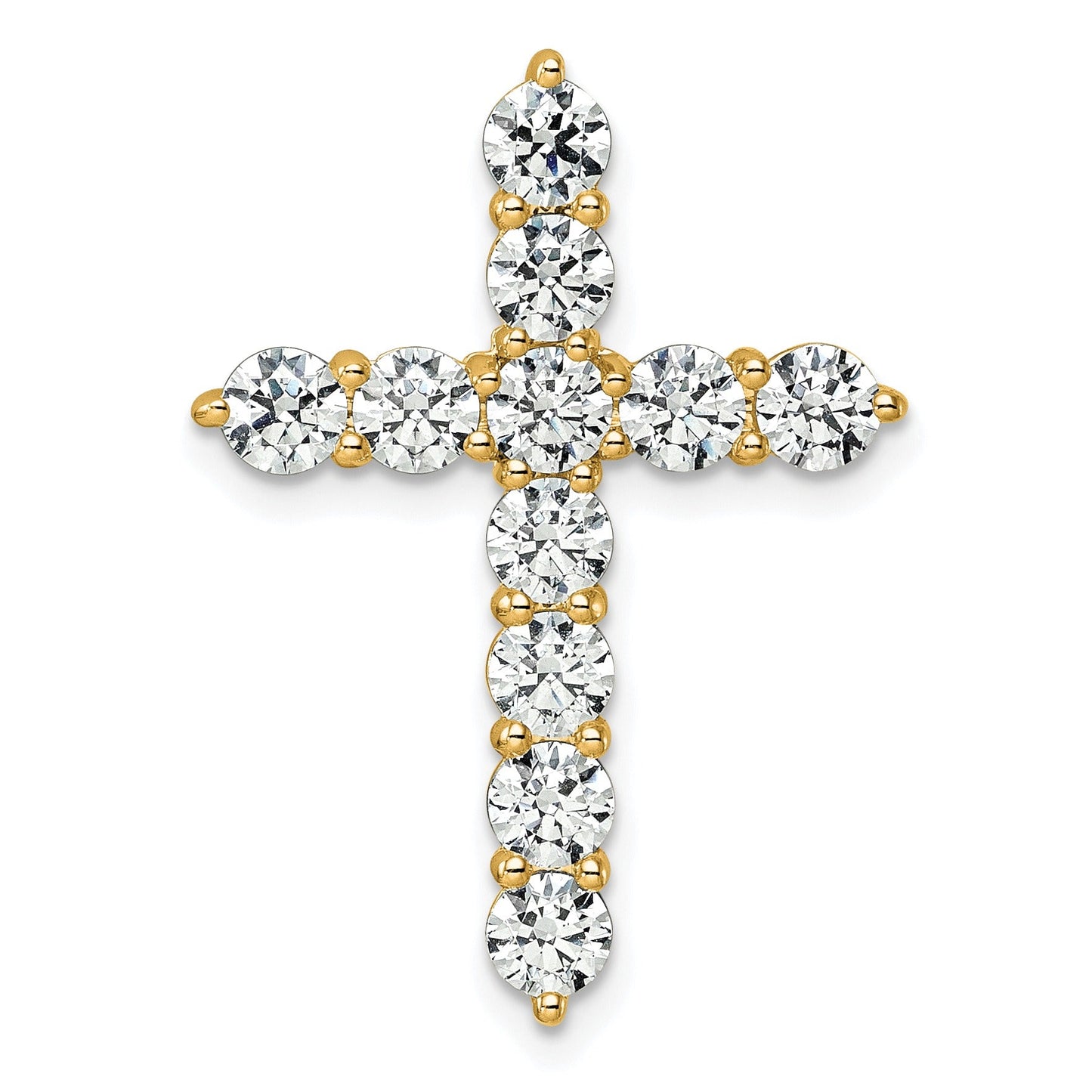 14k Gold Lab Grown Diamond Cross Chain Slide Pendant