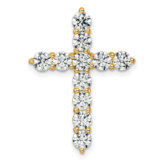 14k Gold Lab Grown Diamond Cross Chain Slide Pendant