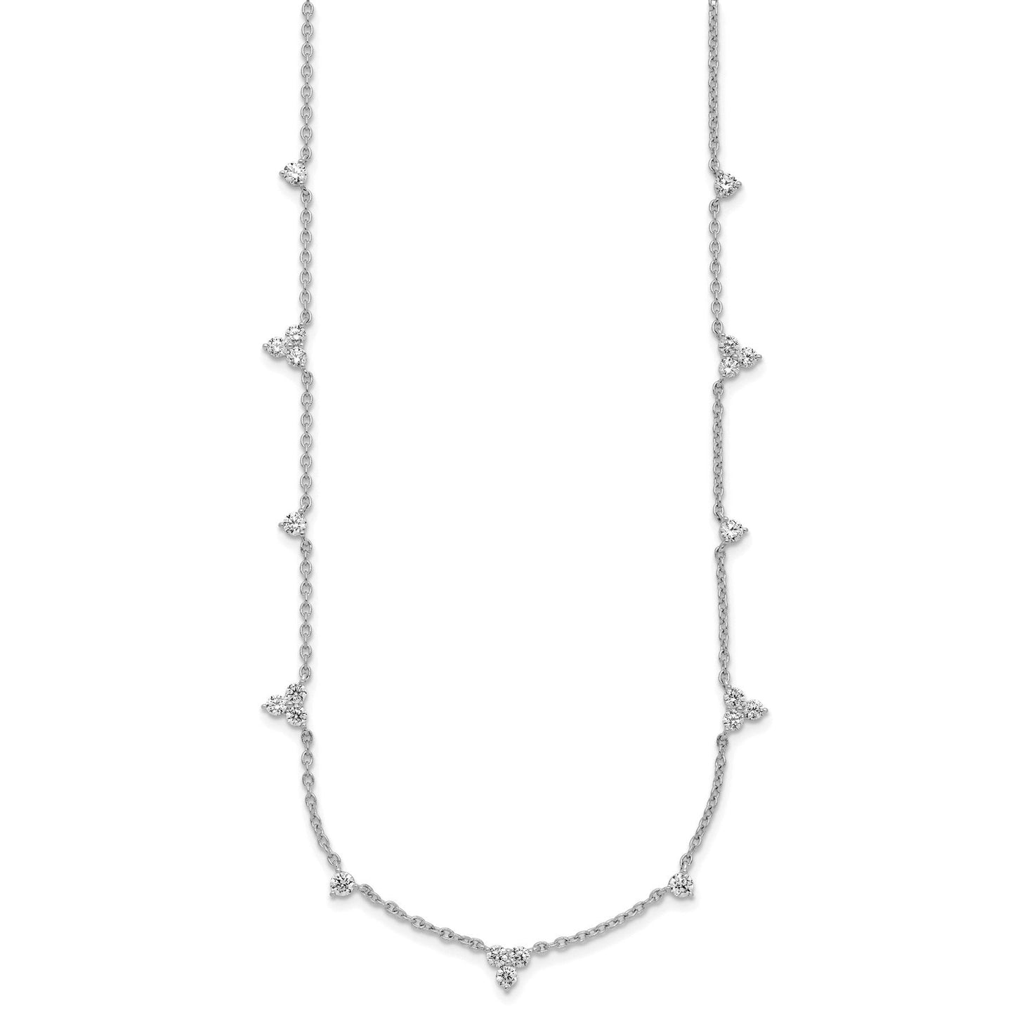 14k White Gold Lab Grown Diamond Eleven Station Necklace