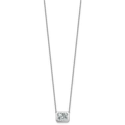 14k White Gold Lab Grown Diamond Bezel Set Solitaire Necklace