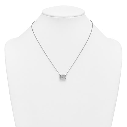 14k White Gold Lab Grown Diamond Bezel Set Solitaire Necklace