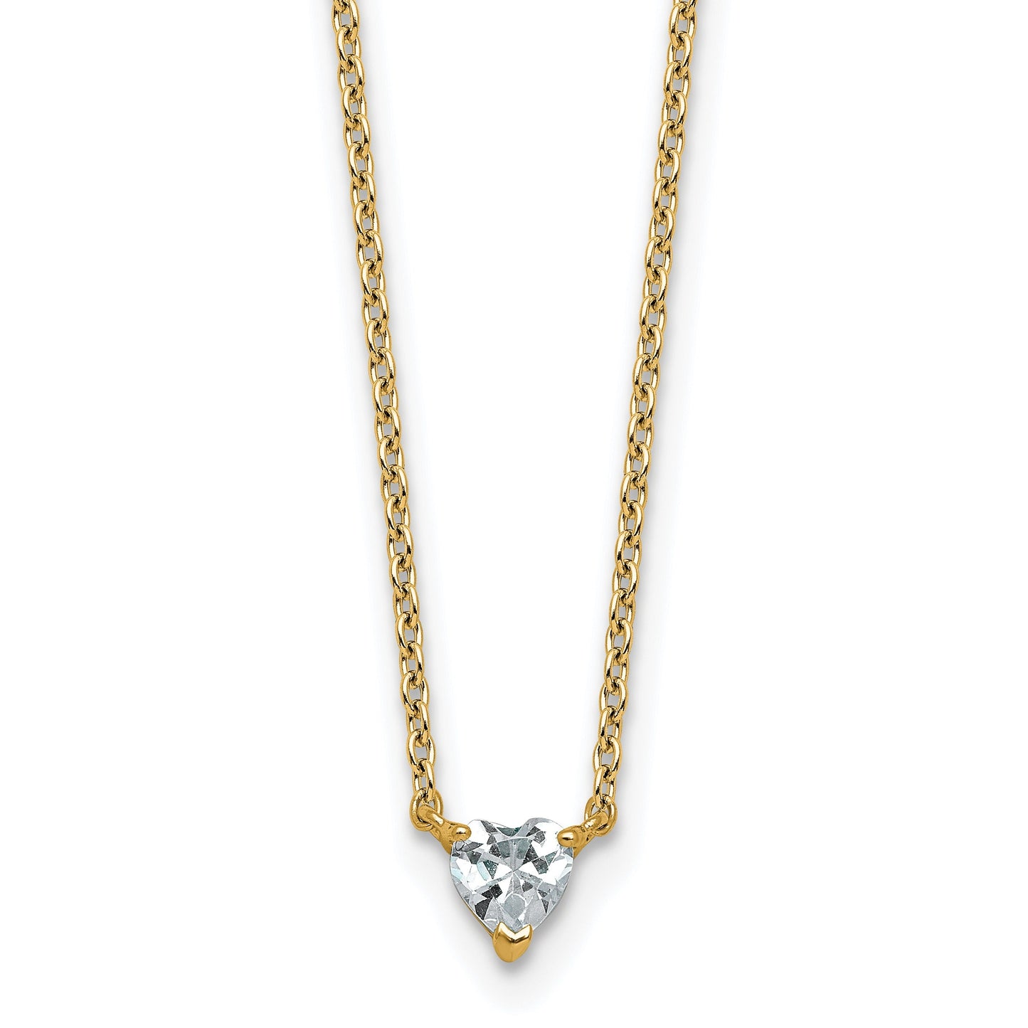 14k Gold Lab Grown Diamond Solitaire Heart Necklace