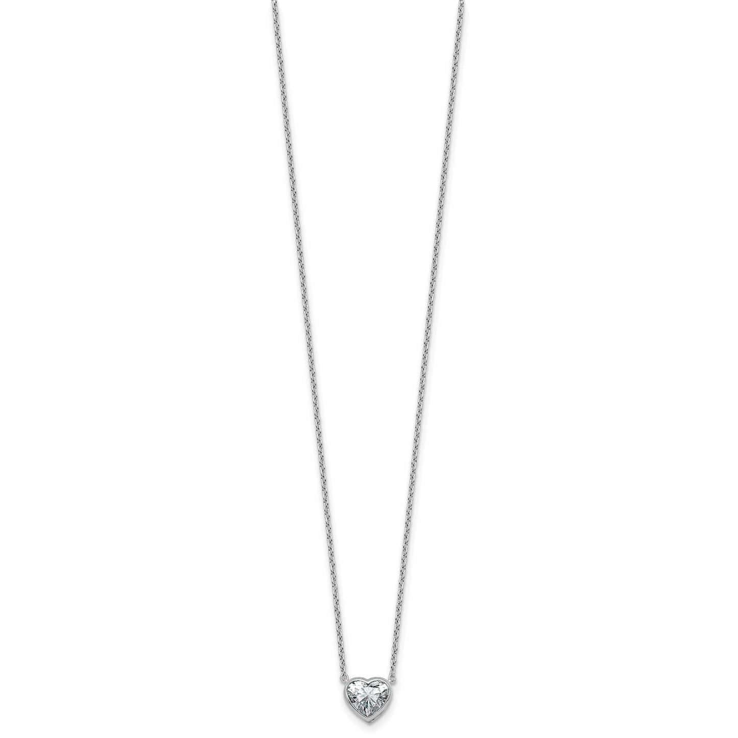 14k White Gold Lab Grown Diamond Solitaire Heart Necklace