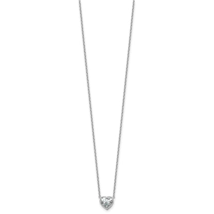 14k White Gold Lab Grown Diamond Solitaire Heart Necklace
