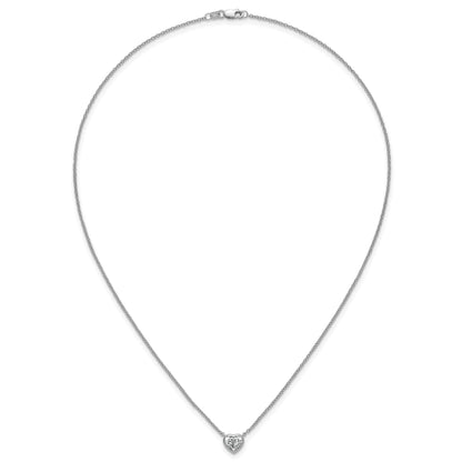 14k White Gold Lab Grown Diamond Solitaire Heart Necklace