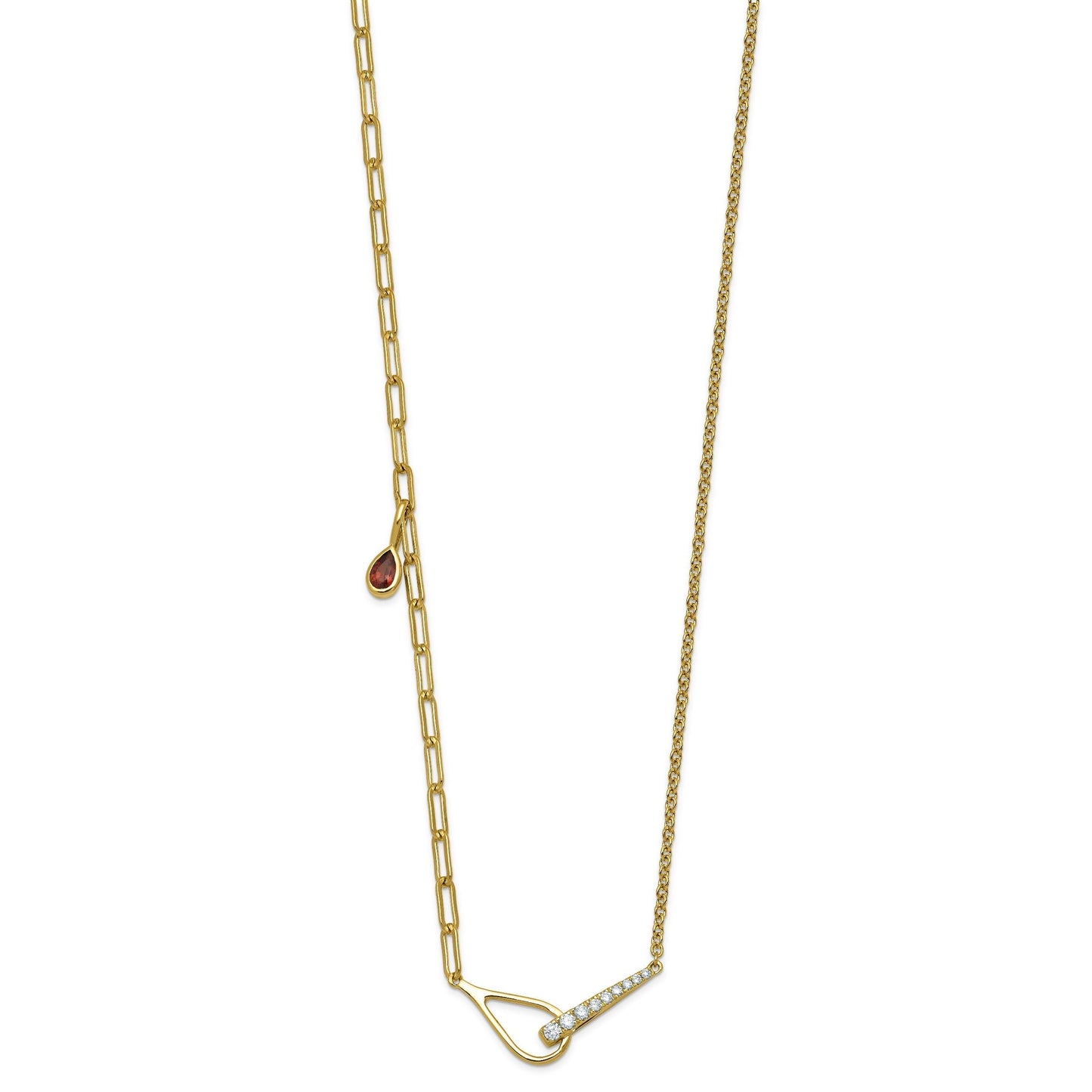 0.11 Ct Round White Lab Grown Diamond Prong 14K Yellow Gold Utility Chic Paperclip Cable Chain Necklace