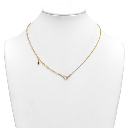 0.11 Ct Round White Lab Grown Diamond Prong 14K Yellow Gold Utility Chic Paperclip Cable Chain Necklace
