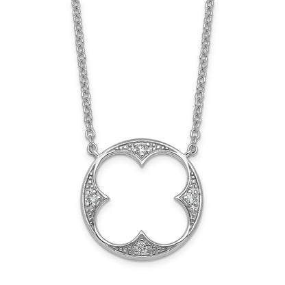 0.10 Ct Round White Lab Grown Diamond Prong 14K White Gold Open Circle Pendant Necklace