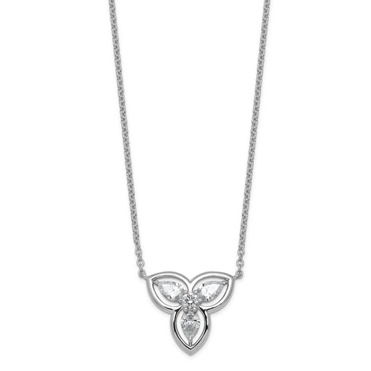 1 Ct Marquise White Lab Diamond Prong 14k White Gold 3 Petal Open Flower Pendant Necklace