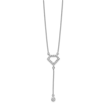14k White Gold Lab Grown Diamond Dangle Necklace 1/4 ctw