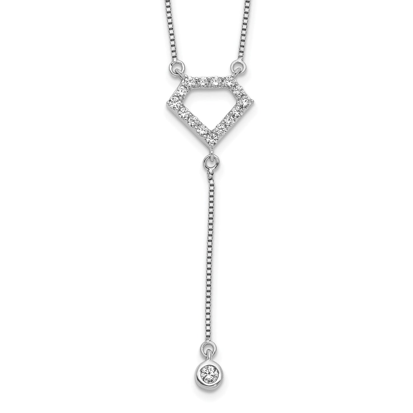 14k White Gold Lab Grown Diamond Dangle Necklace 1/4 ctw