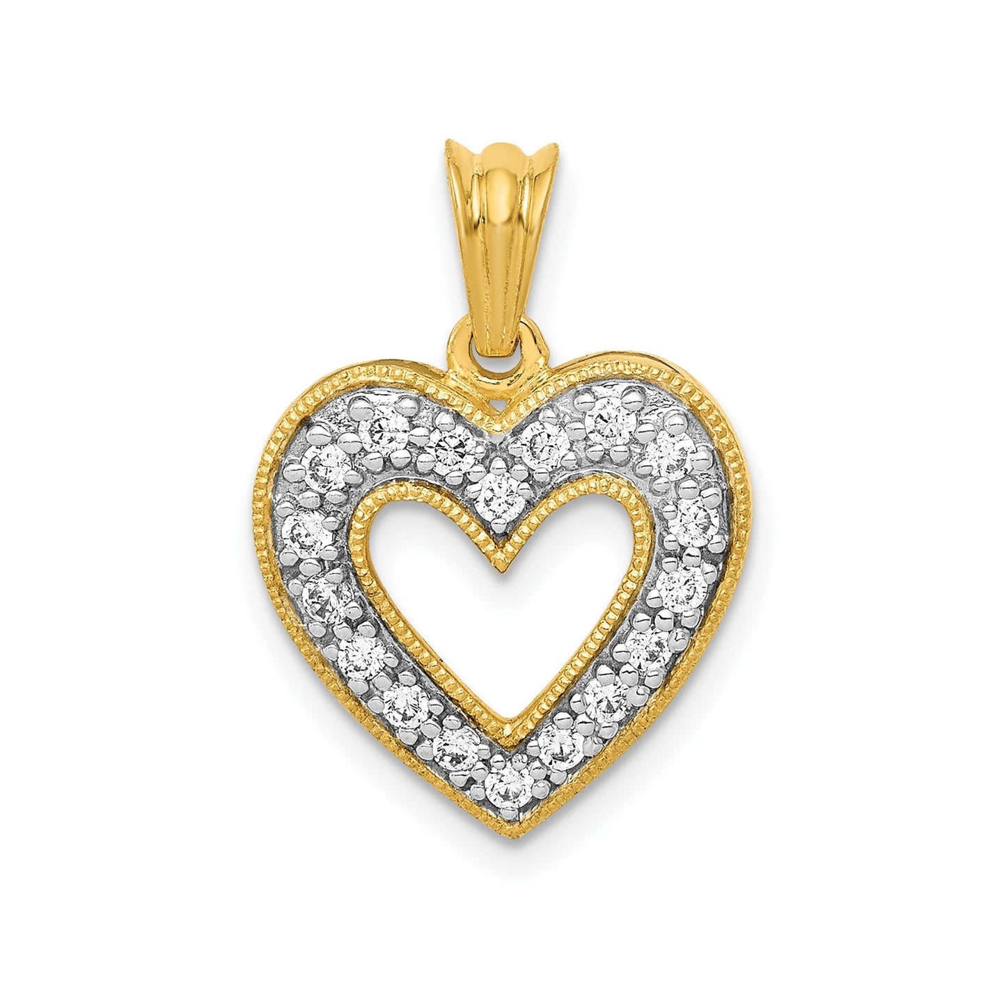 14k Gold Lab Grown Diamond Pave Heart Pendant