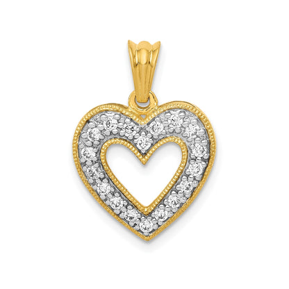 14k Gold Lab Grown Diamond Pave Heart Pendant