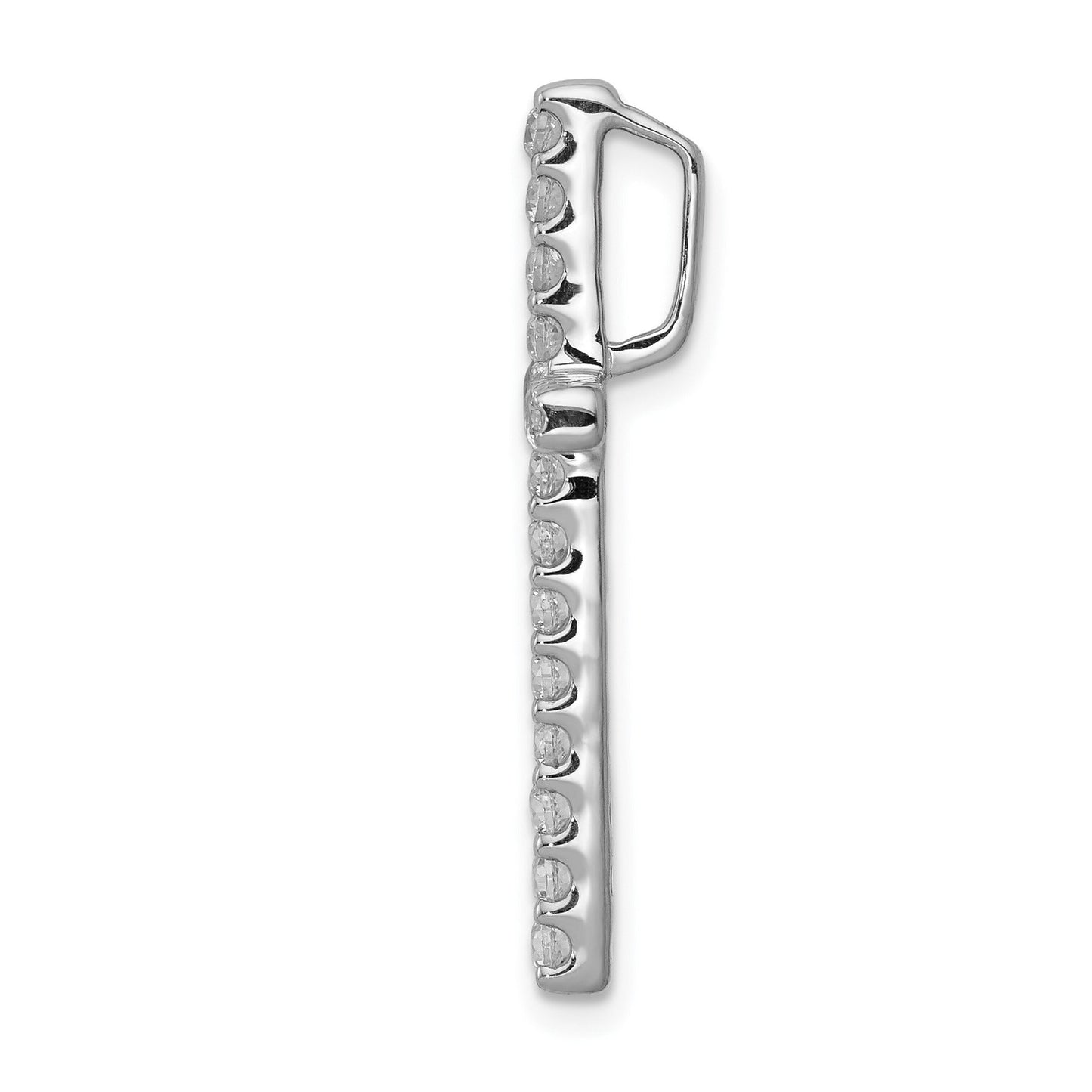 14k White Gold 1/2 carat Lab Grown Diamond Cross Chain Slide Pendant