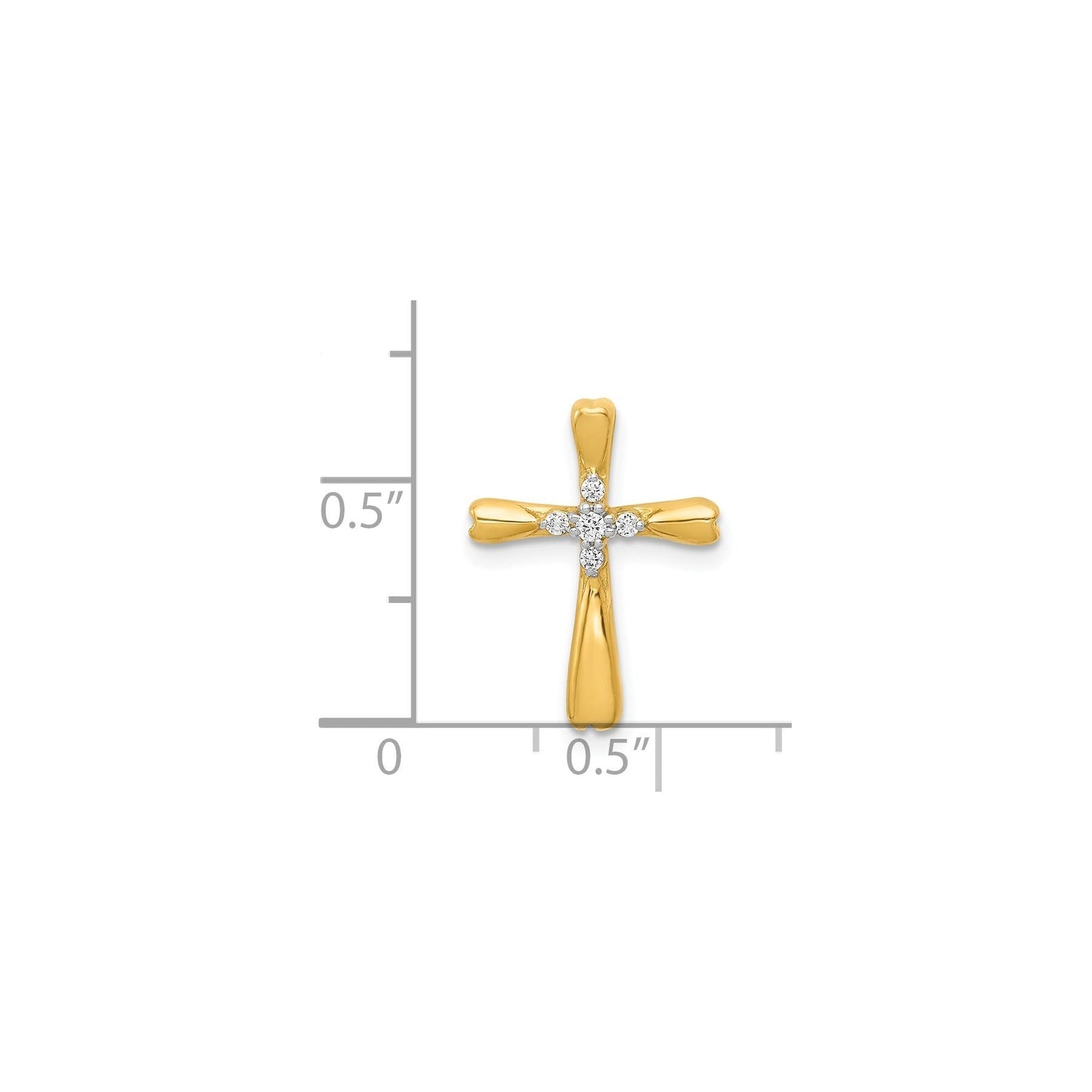 14k Gold 1/10 carat Lab Grown Diamond  Cross Chain Slide Pendant
