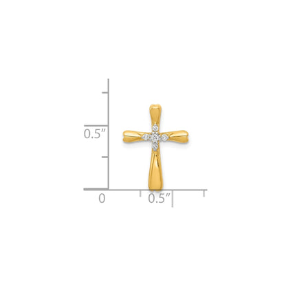 14k Gold 1/10 carat Lab Grown Diamond  Cross Chain Slide Pendant