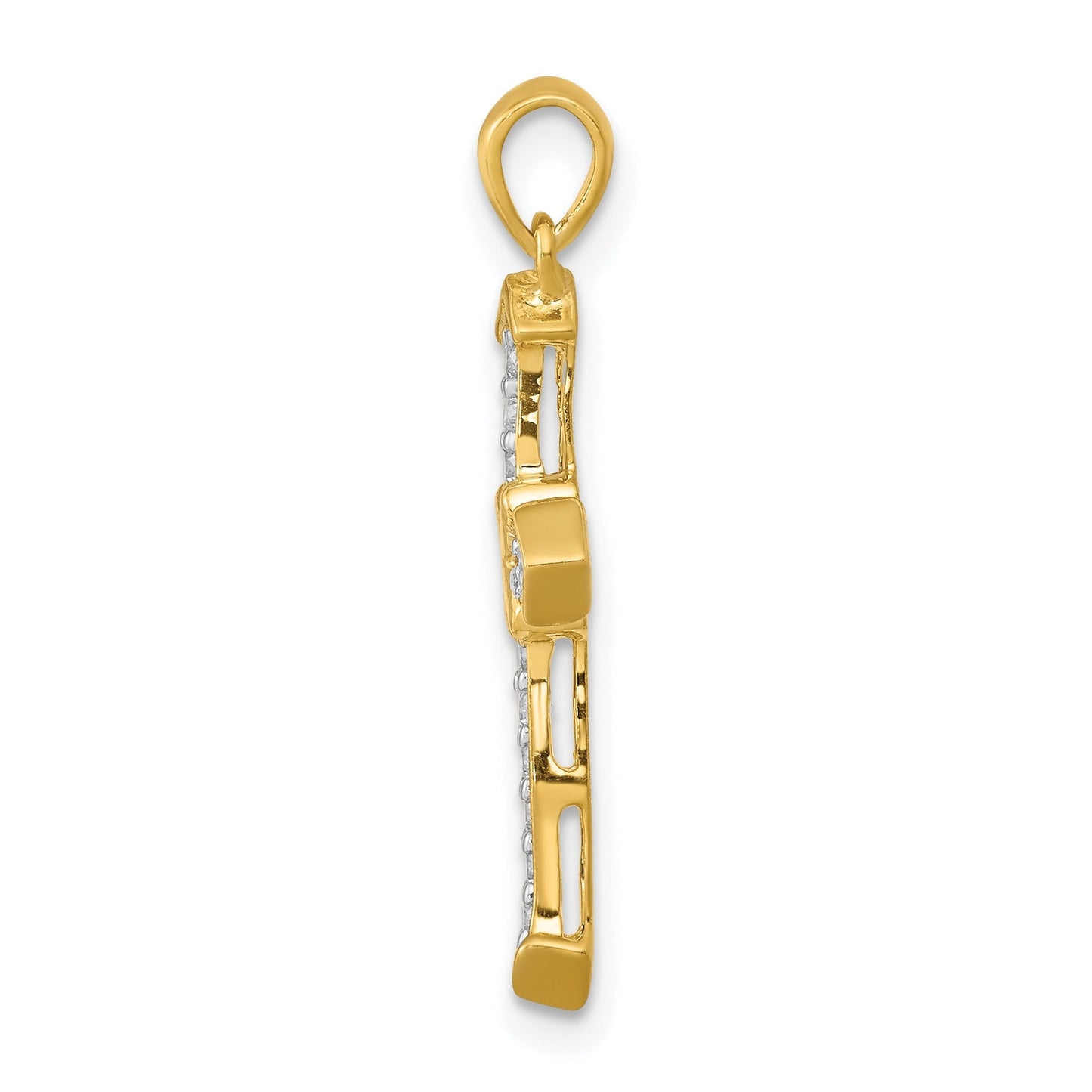 14k Gold 1/6 carat Gold Lab Grown Diamond Cross Pendant