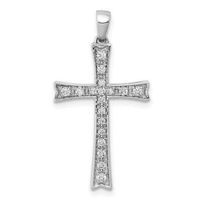 14k White Gold 1/5 carat Lab Grown Diamond Cross Pendant