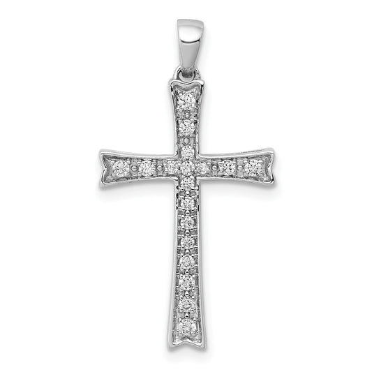 14k White Gold 1/5 carat Lab Grown Diamond Cross Pendant