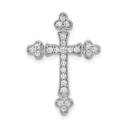 14k White Gold 1/4 carat Lab Grown Diamond Cross Chain Slide Pendant