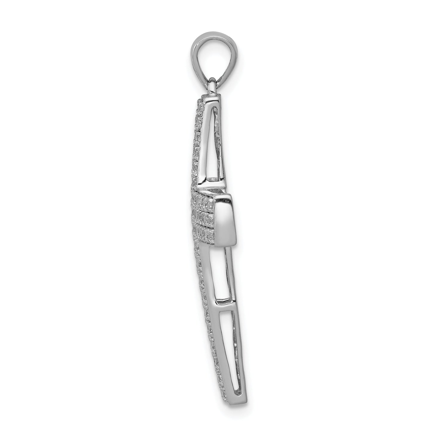 14k White Gold Lab Grown Diamond Latin Cross Pendant