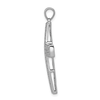 14k White Gold Lab Grown Diamond Latin Cross Pendant