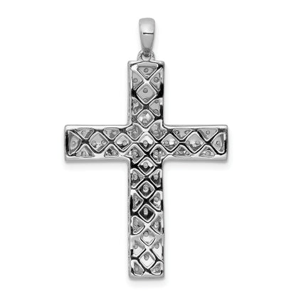 14k White Gold Lab Grown Diamond Latin Cross Pendant