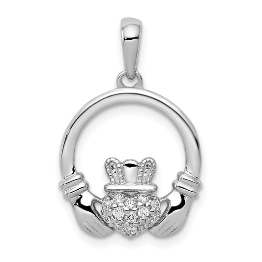 Lab Grown Diamond Claddagh Circle Pendant 14k Gold