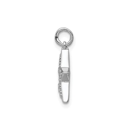 0.05 Ct Round White Diamond 14k White Gold Star Charm