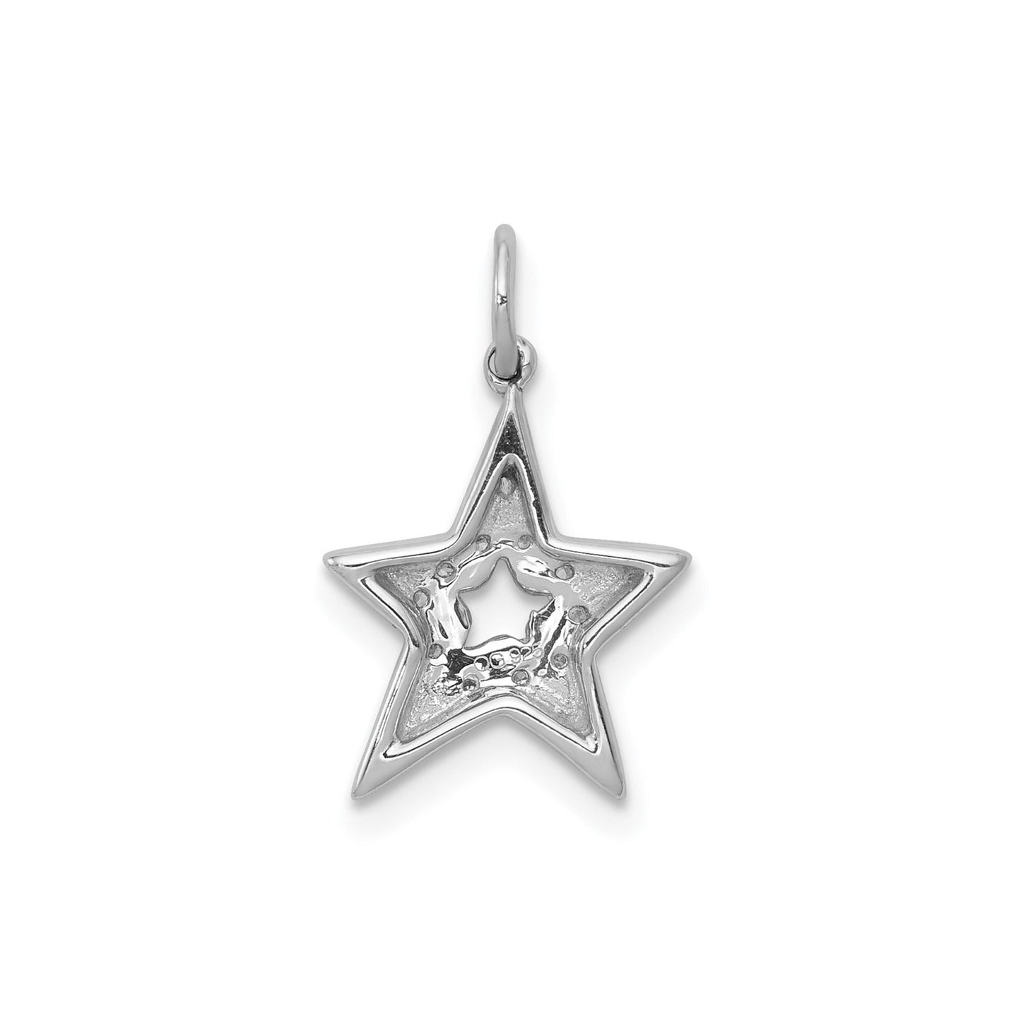 0.05 Ct Round White Diamond 14k White Gold Star Charm