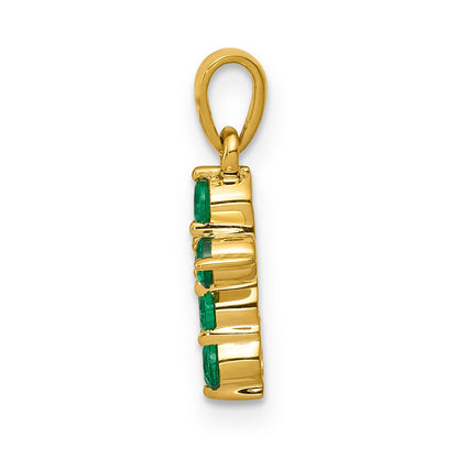 14k Gold Natural Emerald Diamond Cross Pendant