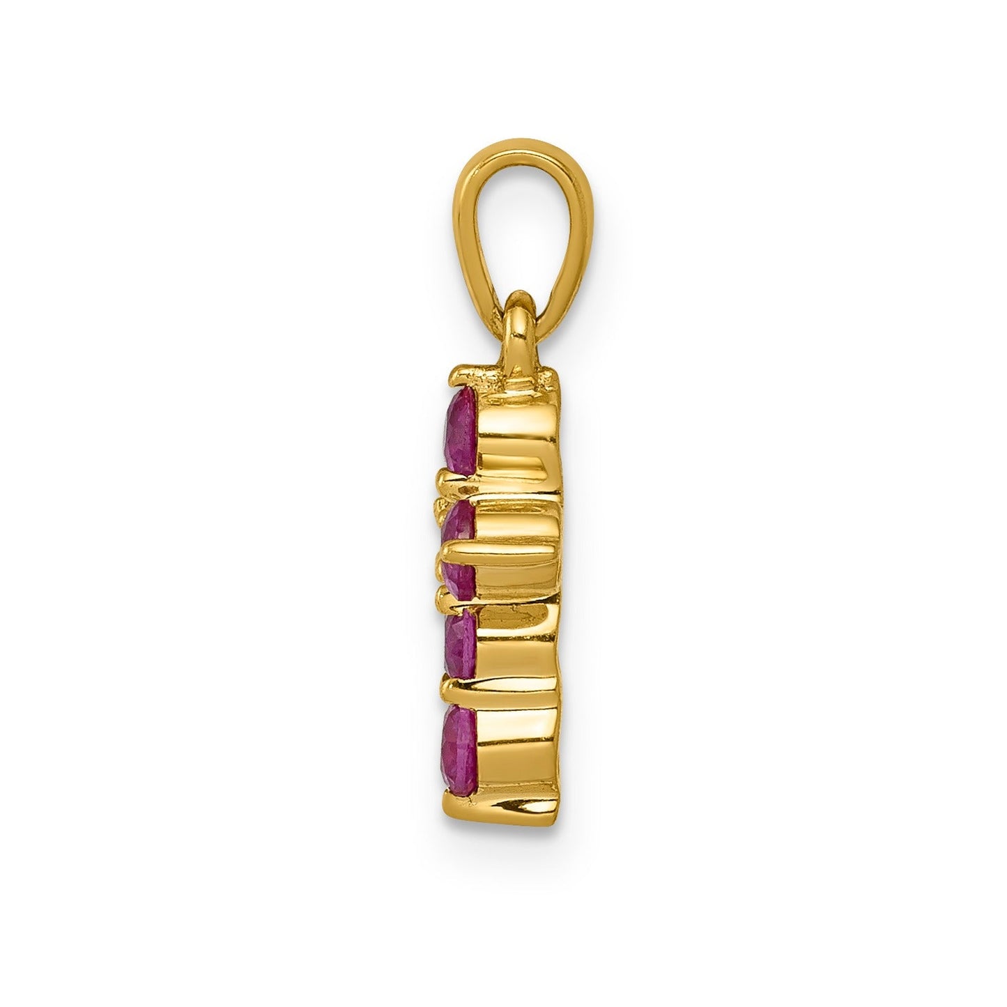 14k Gold Natural Ruby and Diamond Cross Pendant