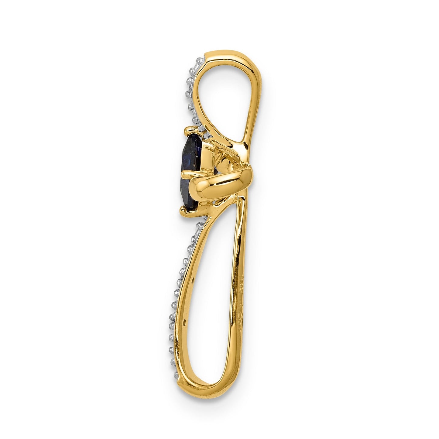 Lab Created Sapphire and Diamond Cross Pendant Gold