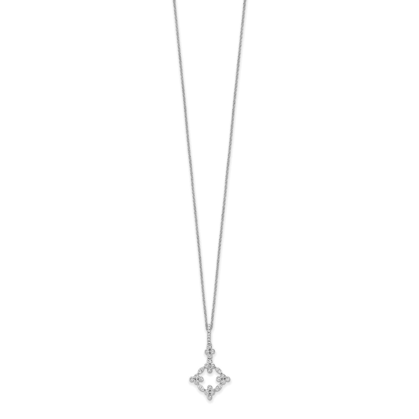 14K White Gold Lab Grown Diamond 18 inch Bloom Floral Necklace 1/4 carat