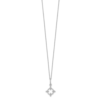 14K White Gold Lab Grown Diamond 18 inch Bloom Floral Necklace 1/4 carat