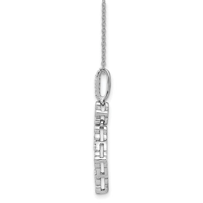14K White Gold Lab Grown Diamond 18 inch Bloom Floral Necklace 1/4 carat