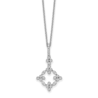 14K White Gold Lab Grown Diamond 18 inch Bloom Floral Necklace 1/4 carat