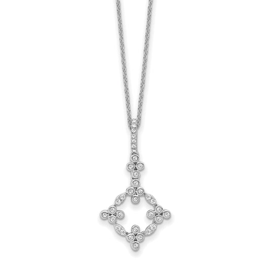 14K White Gold Lab Grown Diamond 18 inch Bloom Floral Necklace 1/4 carat