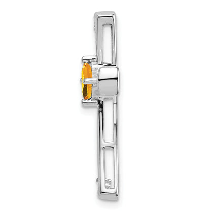 Natural Citrine Diamond Cross Chain Slide Pendant