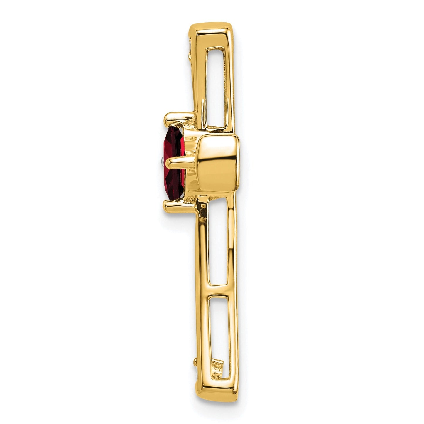 Natural Garnet and Diamond Cross Chain Slide Pendant